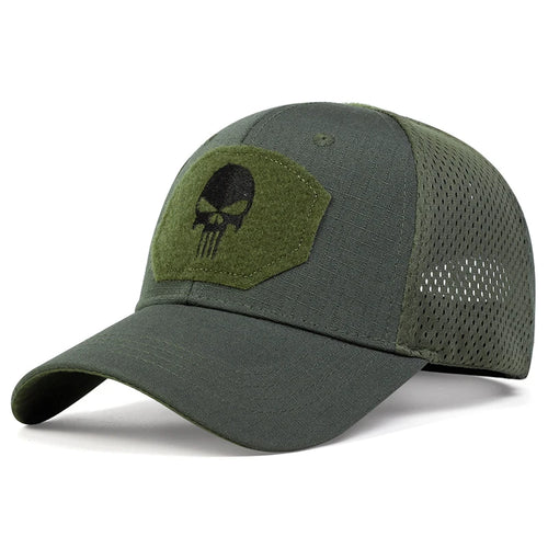 Unisex Skull Embroidered Top with Patch Breathable Baseball Caps