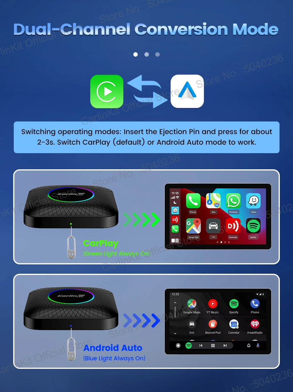 Carlinkit CarPlay Video Box LED Android 13 Wireless Android Auto SM6225 660 8-Core CarPlay Ai Box Support YouTube IPTV 512GB SD