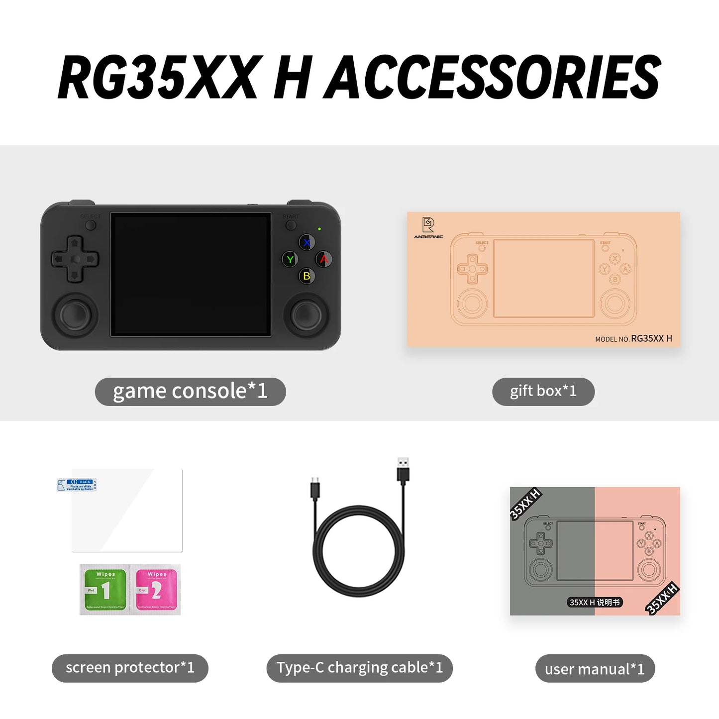ANBERNIC RG35XX H Hand-held Consoles For Playing Video Games 3.5-inch IPS 640*480 Screen Retro Game Player 3300 mAh Battery