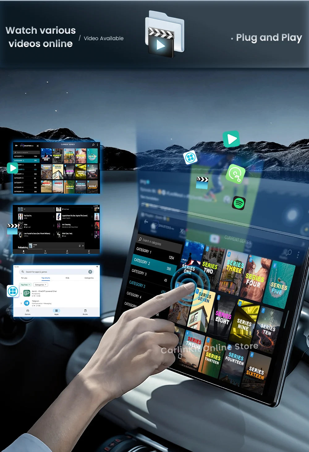 CarlinKit Lite Tv Box Android 10 Wireless Carplay ＆ Android auto Adapter Support Online Netfix Youtube IPTV Spotify Wifi BLE