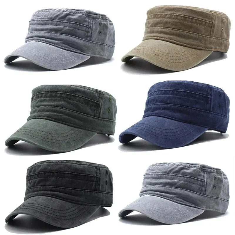Hat Men Fishing Retro Do Old Wash Jeans Big Head Bib Flat Top Hat