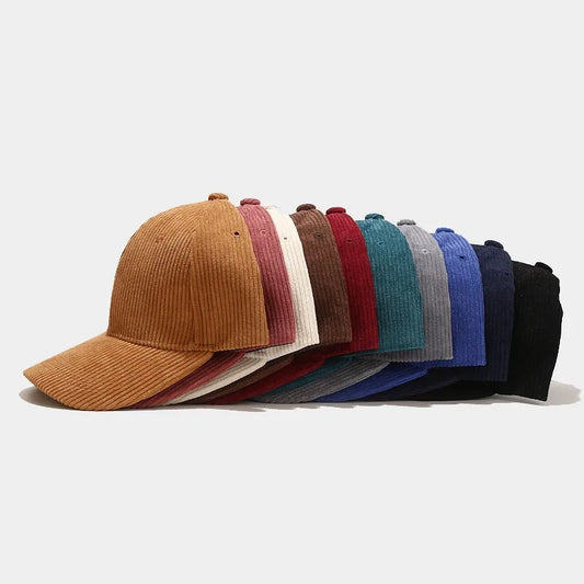 Spring Autumn Corduroy Baseball Cap for Women Men Unisex Vintage Solid