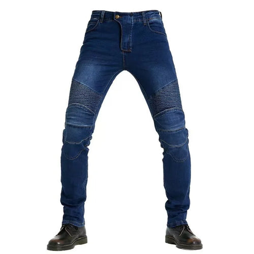 Men Jeans Embroidery Motorcycle Pants Pantalon Motocross Belt