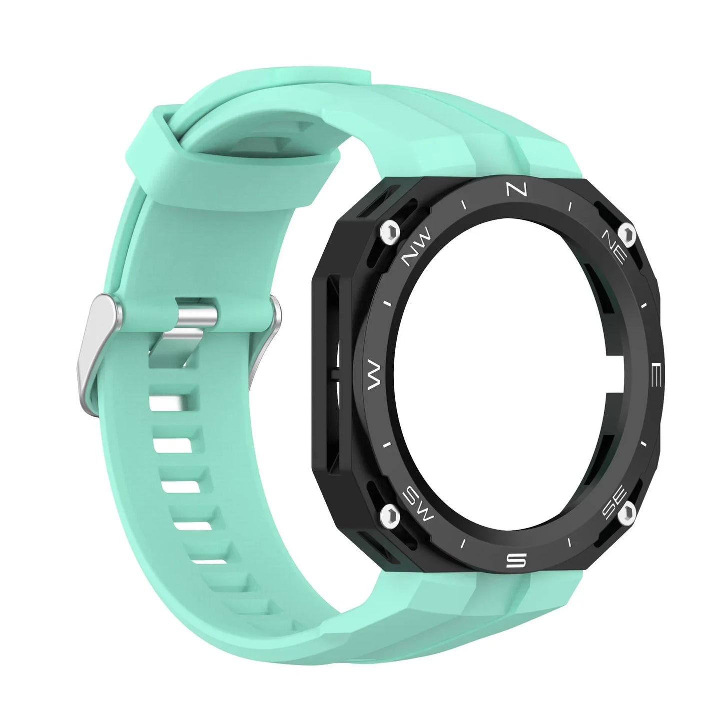 Silicone Compass Pattern Case+Strap for Huawei Watch GT Cyber Watch Bracelet Replacement Accessories Integrated Modification Kit
