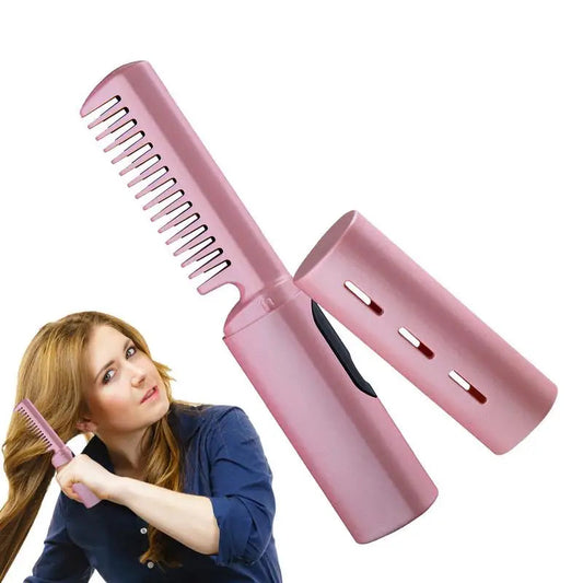Curly Hair Straightener Iron Comb Cordless USB Charging Mini Hair
