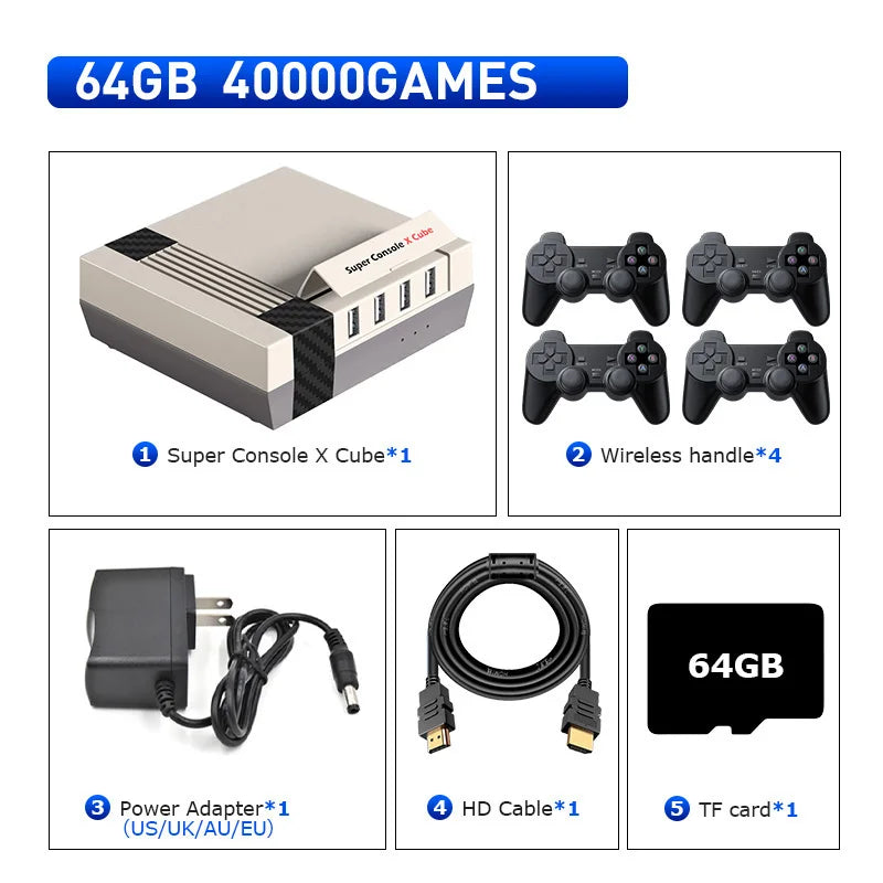 Kinhank Video Games Consoles Super Console X Cube Retro Game Console with 60,000+ Classic Games Compatible with PSP/PS1/DC,Etc