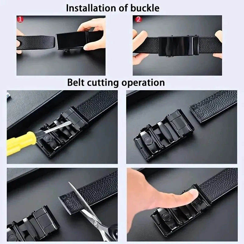 Fashion Business Men's Belt Genuine Luxury Brand Belt Metal Buckle