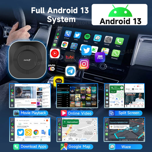 2025 Carlinkit Ai Box LED Android Wireless Carplay adapter Android 13 Qualcomm 6115 8-cores 64G Smart Tv Box For Netflix IPTV