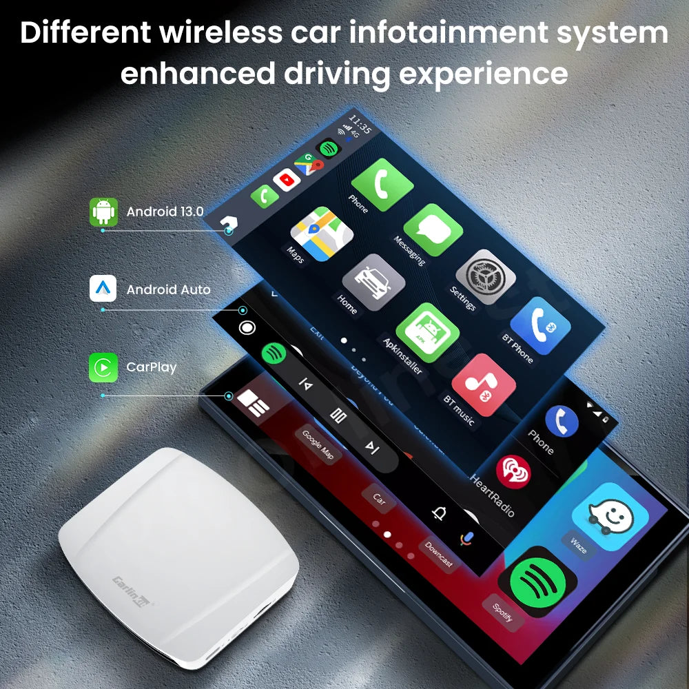 Carlinkit UHD Tv Box Android 13 Qualcomm SDM 660 8 Core Android Auto CarPlay Wireless Adapter Support Netfilx Youtube IPTV HDMI