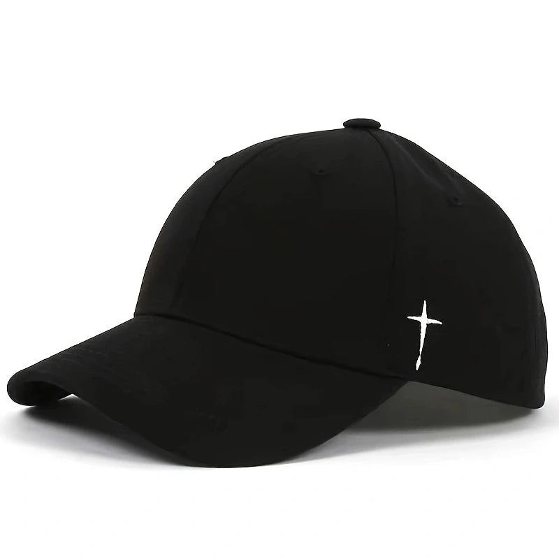 Unisex Simple Black Baseball Cap Solid Color Golf Hat Cotton Snapback