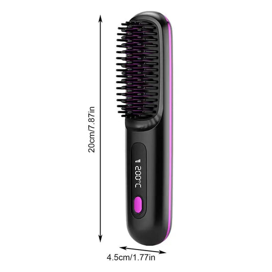 Cordless Hair Straightener Brush LCD Display Cordless Electric Hot