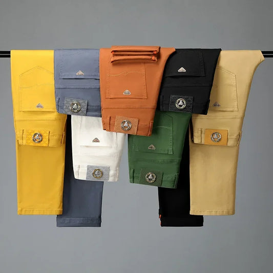 Seven-Color Stretch Jean Men's Trendy Wild Simple 97% Cotton High-End