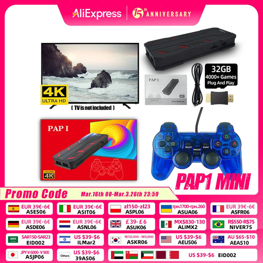 ANBERNIC PAP I Retro Game Console Nostalgia Game Stick 4K HDMI-Output Plug and Play Family Video Game 4000+ Games  Gift For Kids