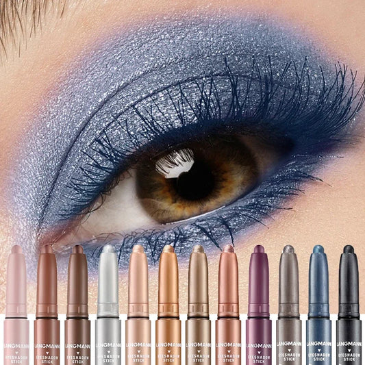 Metallic Pearlescent Eye Shadow Stick Shimmer Blue Eyeshadow Cream