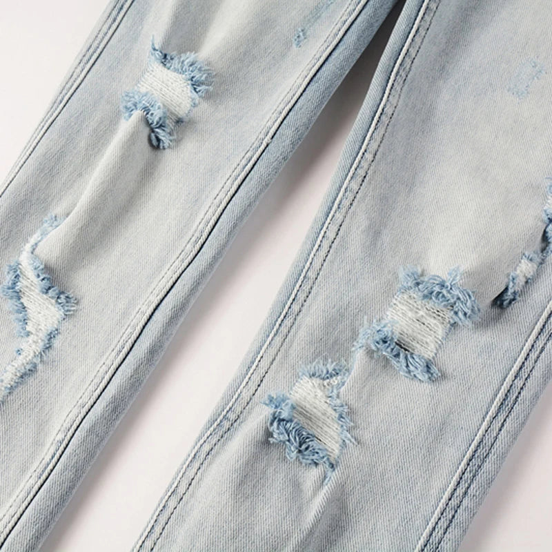 24fw American Fashion Brand KSUBI New Retro Washed Light Colored Jeans