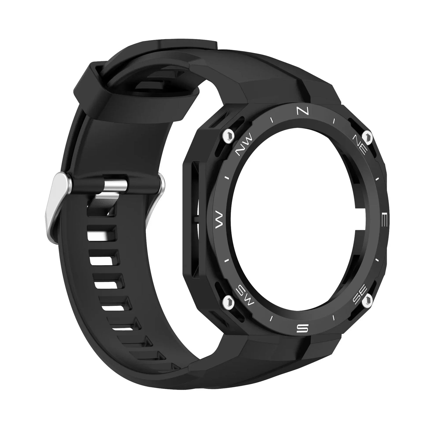 Silicone Compass Pattern Case+Strap for Huawei Watch GT Cyber Watch Bracelet Replacement Accessories Integrated Modification Kit