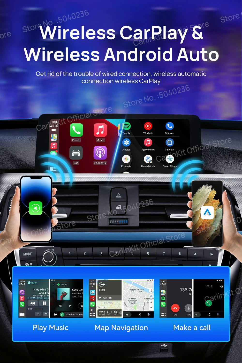 Carlinkit CarPlay Video Box LED Android 13 Wireless Android Auto SM6225 660 8-Core CarPlay Ai Box Support YouTube IPTV 512GB SD