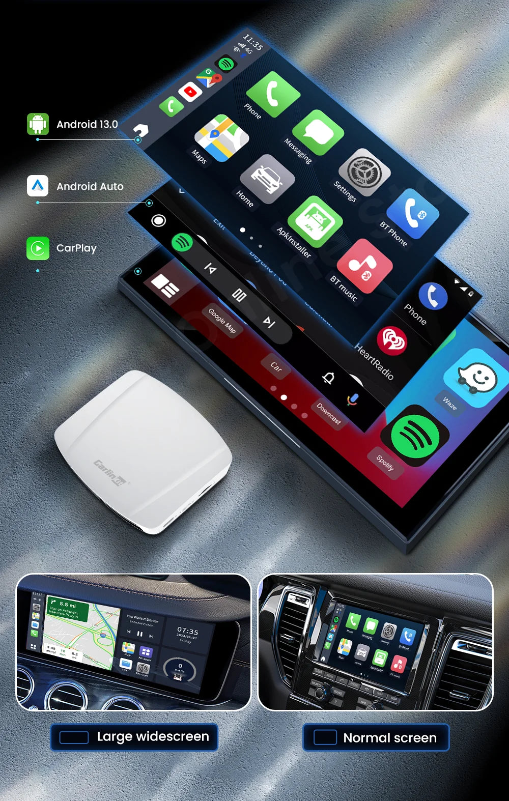 Carlinkit UHD Tv Box Android 13 Qualcomm SDM 660 8 Core Android Auto CarPlay Wireless Adapter Support Netfilx Youtube IPTV HDMI