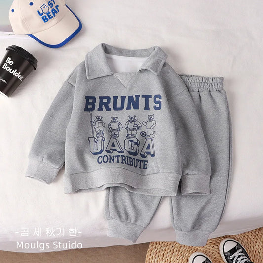Children Clothes Sets Autumn Winter Polo Sweatshirt+Pants Sport Suits