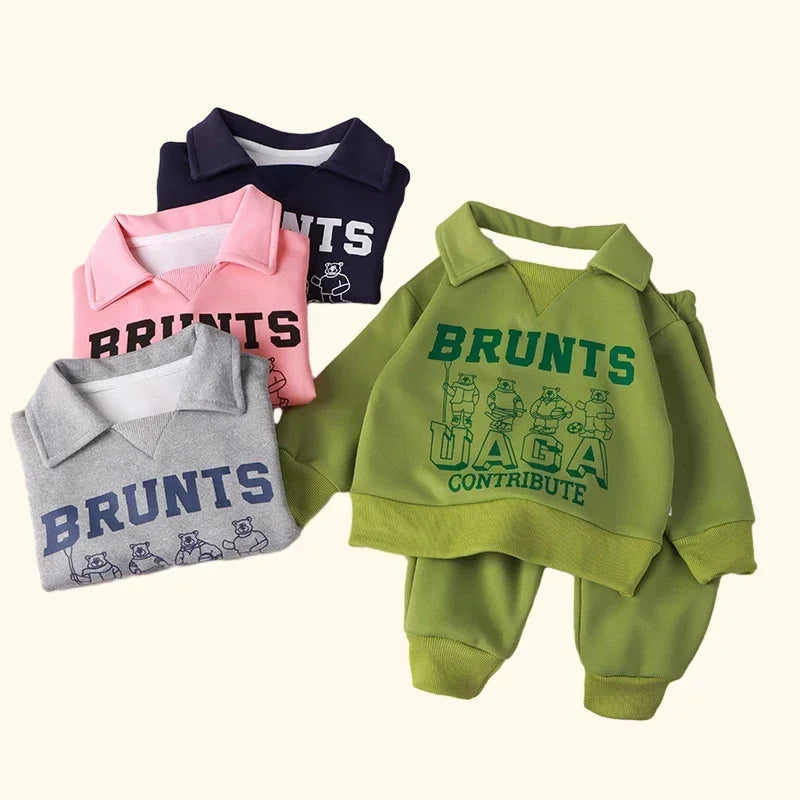 Children Clothes Sets Autumn Winter Polo Sweatshirt+Pants Sport Suits