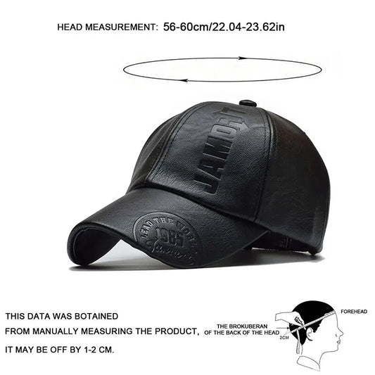 Unisex 1985 Imprinting Leather Baseball Caps Spring and Autumn Outdoor