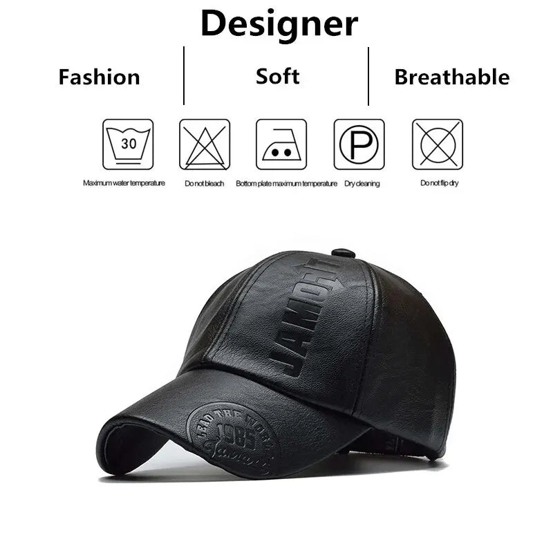 Unisex 1985 Imprinting Leather Baseball Caps Spring and Autumn Outdoor