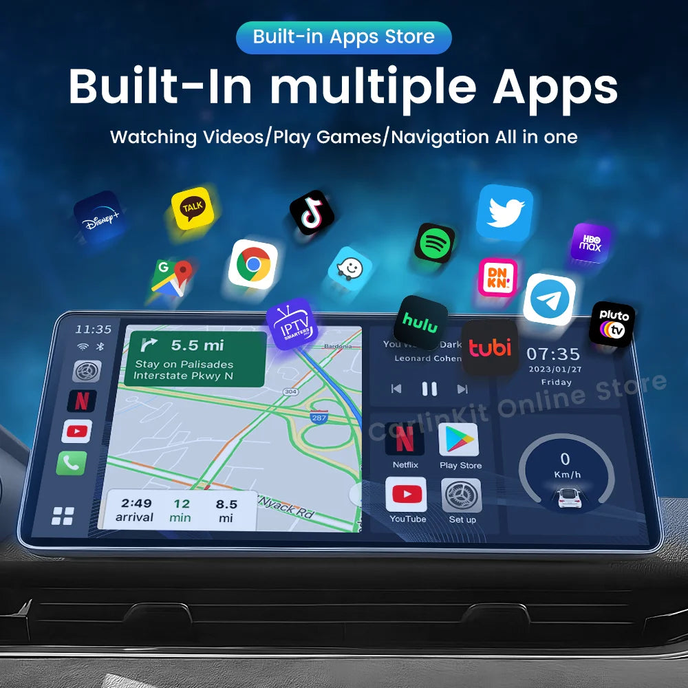 CarlinKit Android 13 Tv Box 8 Core CarPlay Android Auto Wireless Adapter Support Toyota Youtube Netfilx IPTV Spotify