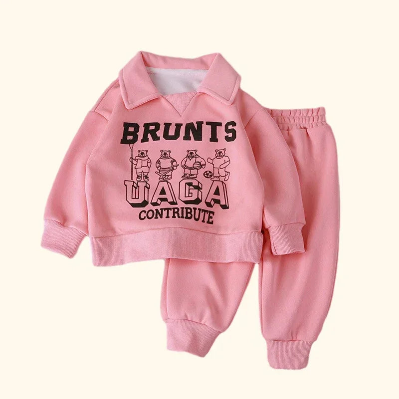Children Clothes Sets Autumn Winter Polo Sweatshirt+Pants Sport Suits