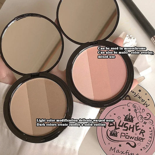 2/3 Color Bronzer Highlighter Palette Face Matte Brown Coffee Contour