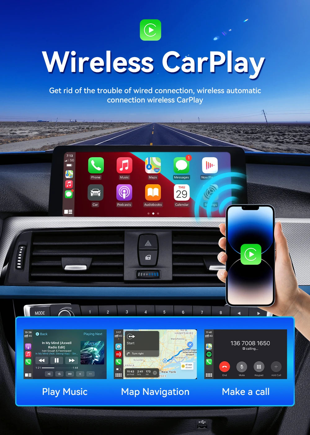 CarlinKit CarPlay Ai Box Android 13 TV Box Support Netflix IPTV GPS Wireless Android Auto & CarPlay 4G LTE Genuine Qualcomm Chip