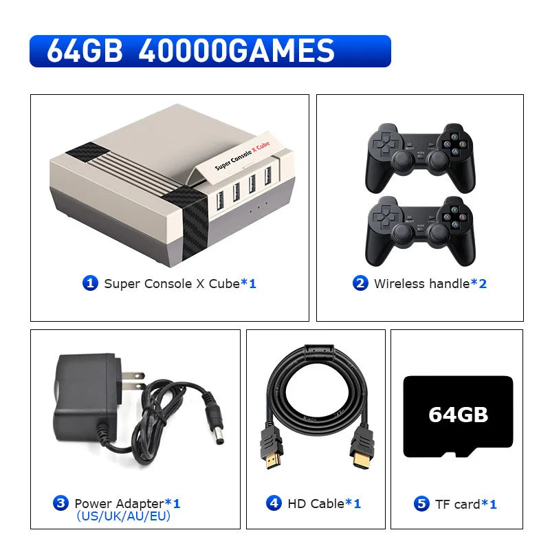Kinhank Video Games Consoles Super Console X Cube Retro Game Console with 60,000+ Classic Games Compatible with PSP/PS1/DC,Etc