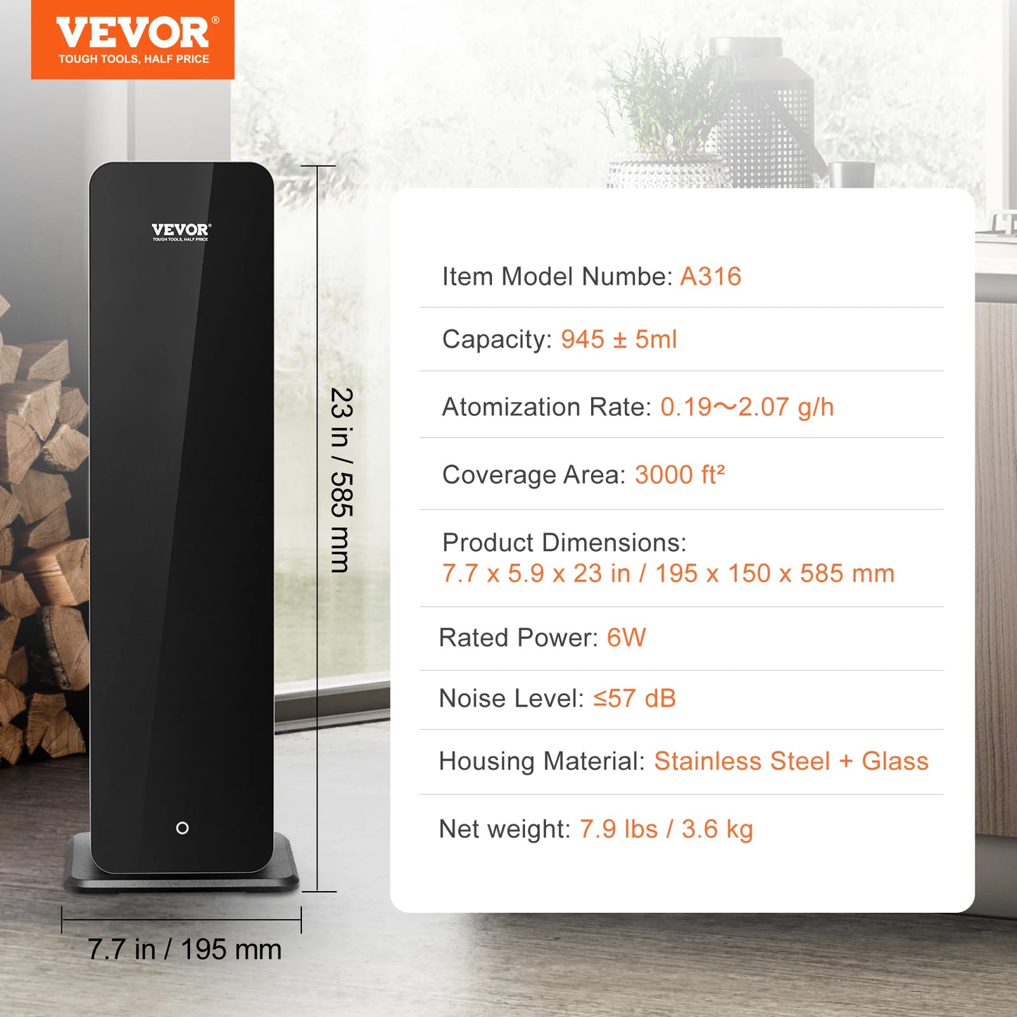 VEVOR Scent Air Machine Bluetooth Smart Cold Air Diffuser Waterless Essential Oil Scent Air Diffuser Floor Aromatherapy Machine