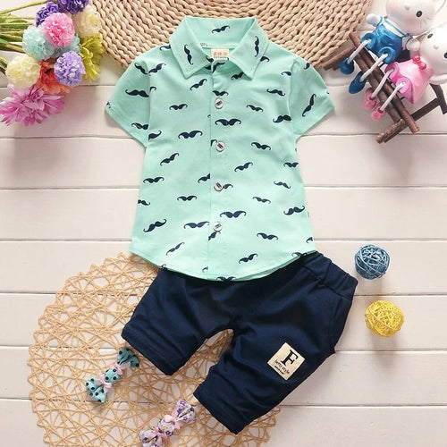 Summer New Cute Boy Suit Children's Printed Short-Sleeved Printed