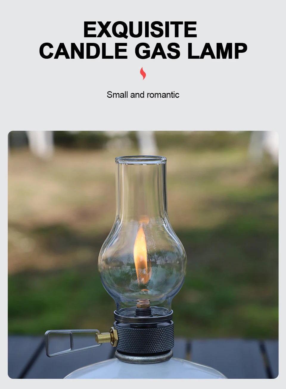 Camping Lamp Gas Candle Light Retro Glass Lampshade Atmosphere Light Outdoor Tent Lantern for Hiking Backpacking Picnic Fishing