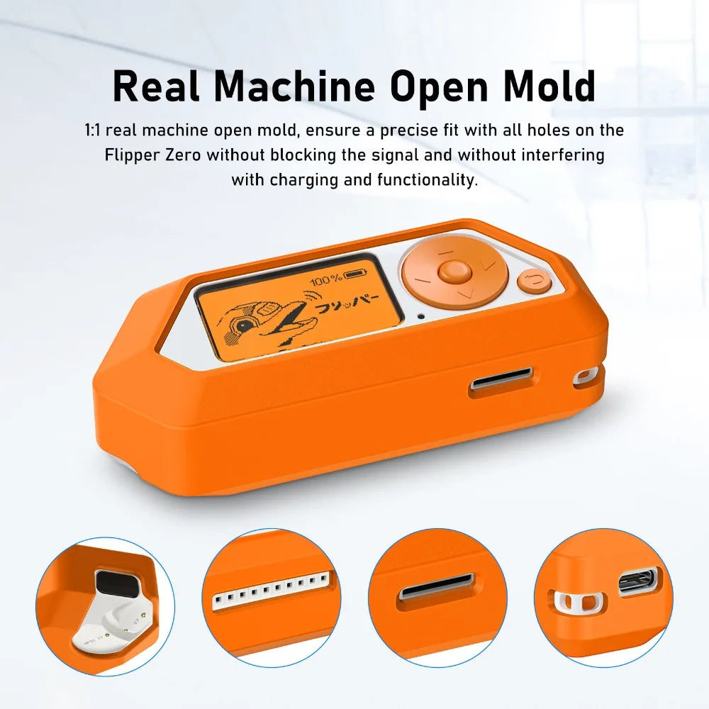 1PC White/Orange Anti-slip Silicone Case For Flipper Zero Game Console Protective Cover For Kids Game Accessories
