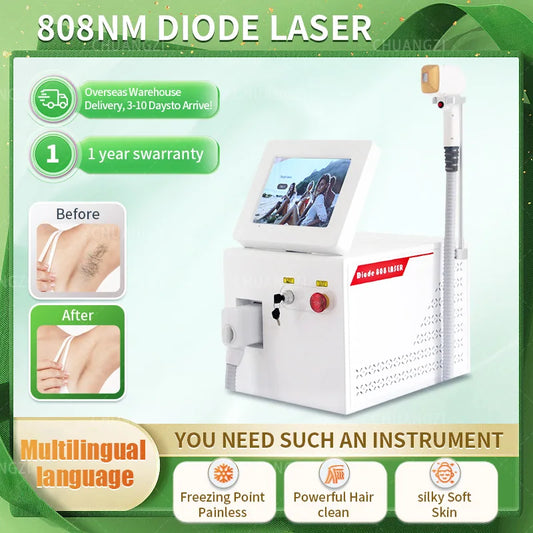 3000W 3 Wavelength 808 Diode Laser Hair Removal Machine Ice Titanium Permanent Painless Physical Body Care Depilation  Epilator