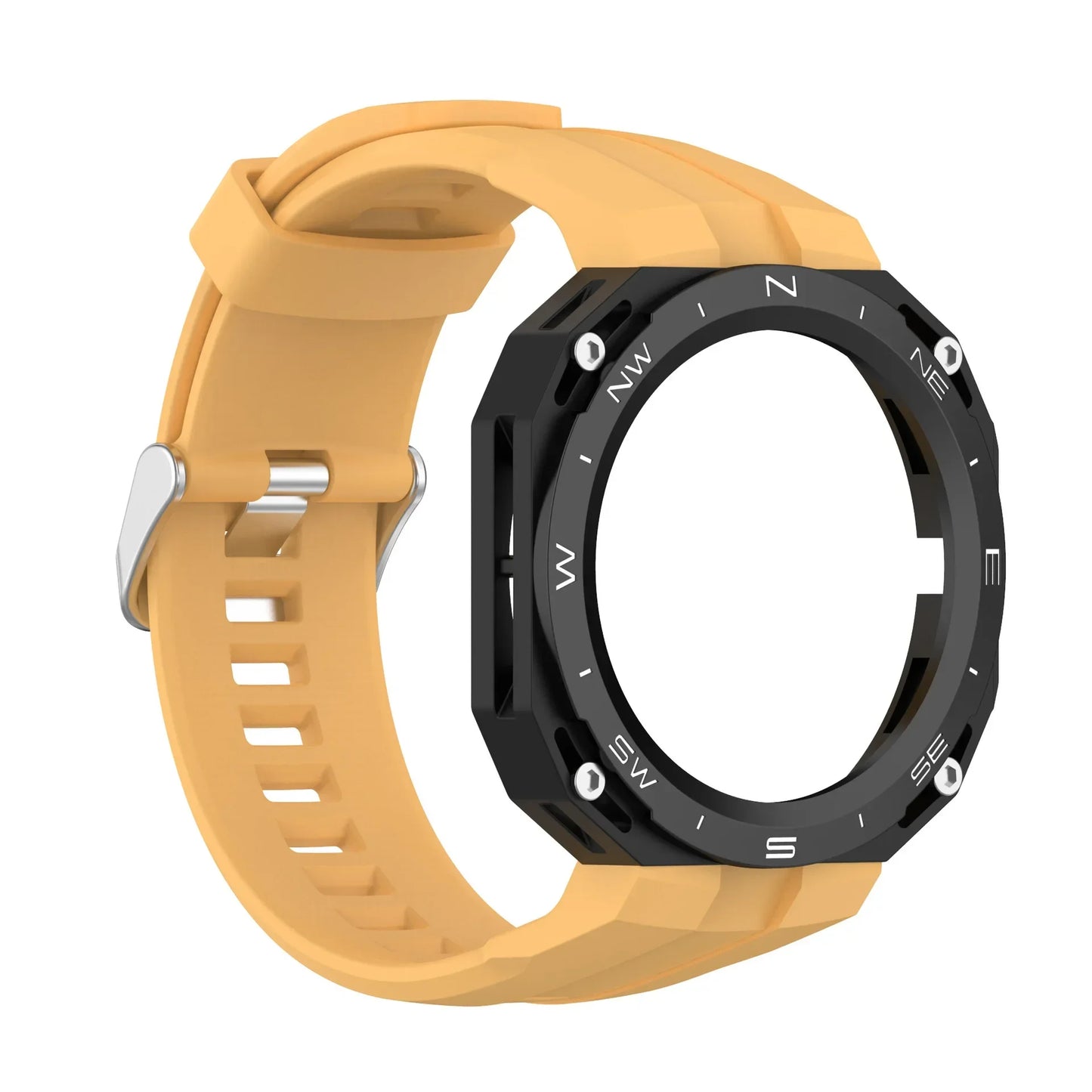 Silicone Compass Pattern Case+Strap for Huawei Watch GT Cyber Watch Bracelet Replacement Accessories Integrated Modification Kit