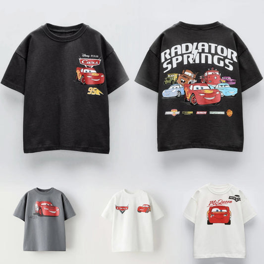 Car Cartoon Tees Tops For Boy Clothing Summer Fashion Children Short