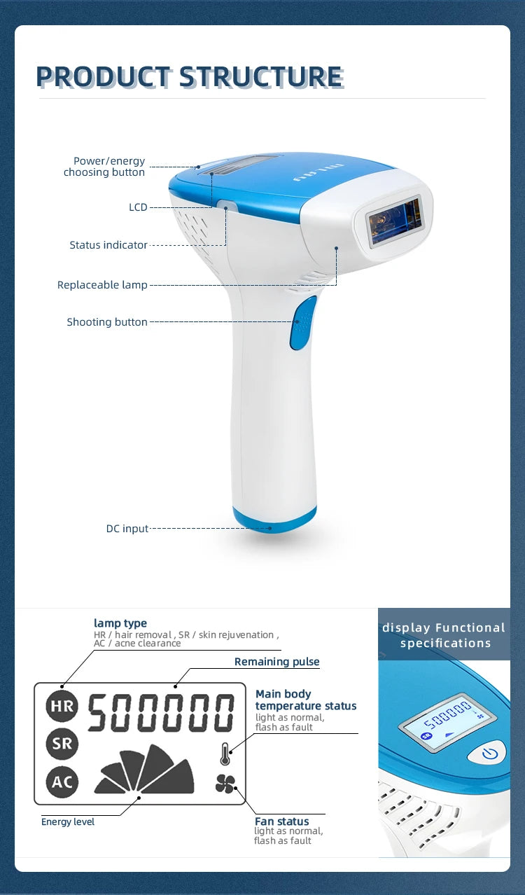 MLAY M3 Laser Hair Removal Device Malay IPL Epilator a laser Electric Epilator 500000 Flashes Home Use Device M3 Laser For Women