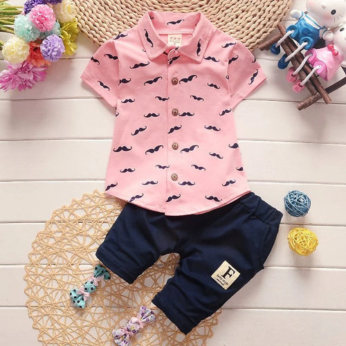 Summer New Cute Boy Suit Children's Printed Short-Sleeved Printed