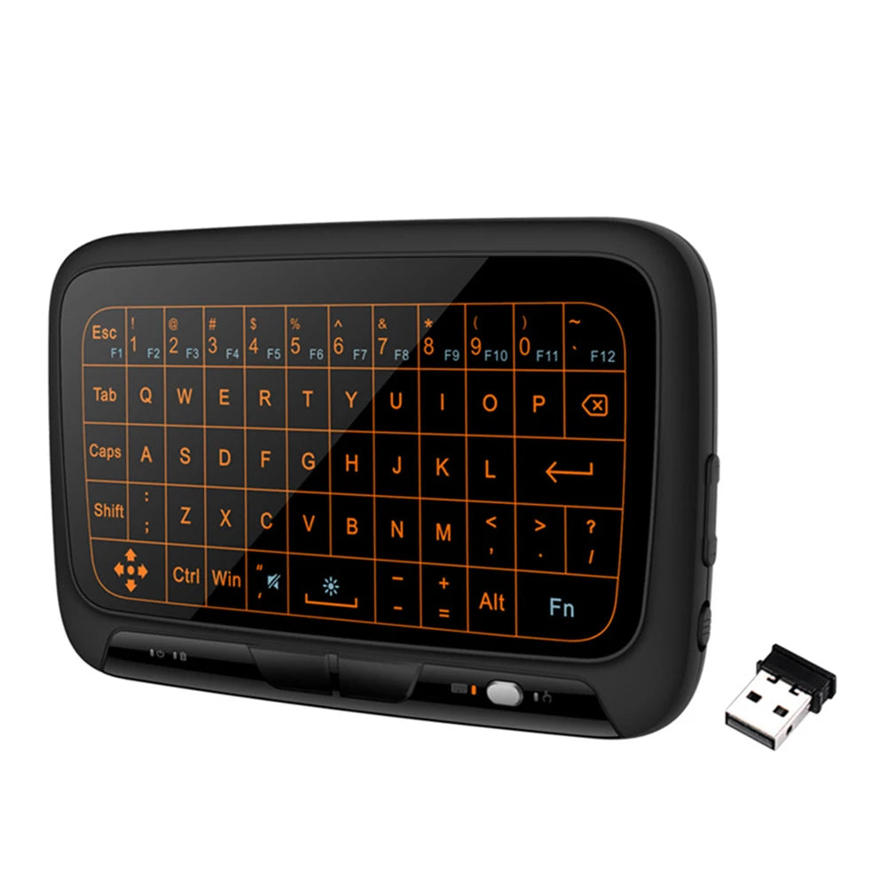 H18 Mini Full Touch Screen 2.4GHz Air Mouse Touchpad Backlight Wireless Keyboard Plug And Play Smart QWERTY Keyboard for IPTV