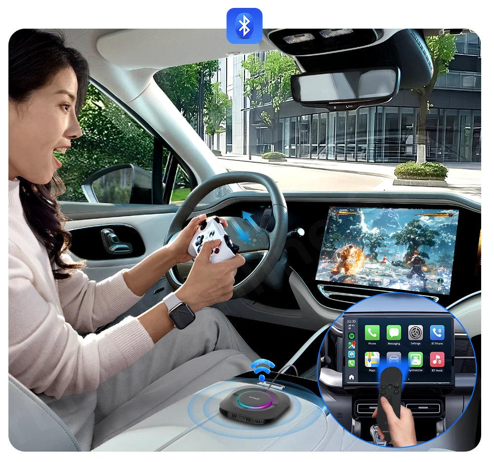 Carlinkit S2 Android 13 Tv Box SM6115 8 Core Carplay Wireless Android auto Support Youtube Netfilx IPTV Spotify Physical Switch