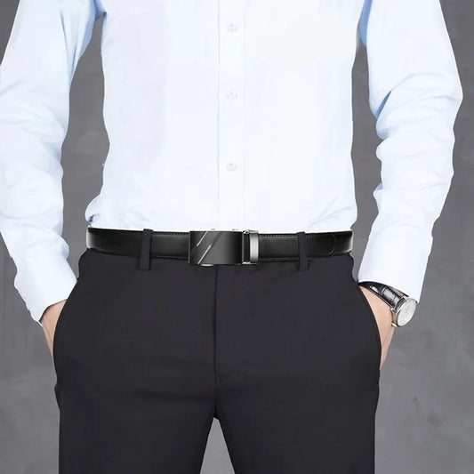 Fashion Business Men'S Belt Genuine Luxury Brand Belt Metal Buckle