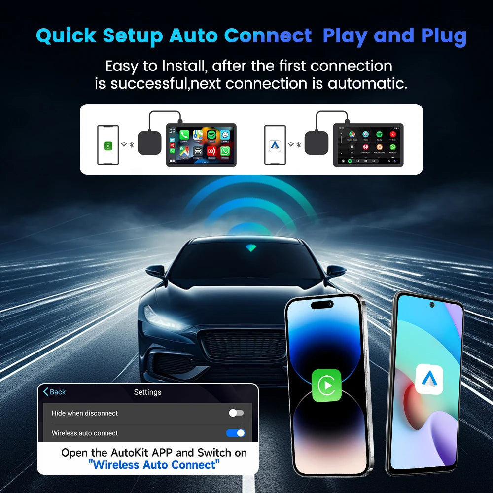 2025 Carlinkit Ai Box LED Android Wireless Carplay adapter Android 13 Qualcomm 6115 8-cores 64G Smart Tv Box For Netflix IPTV