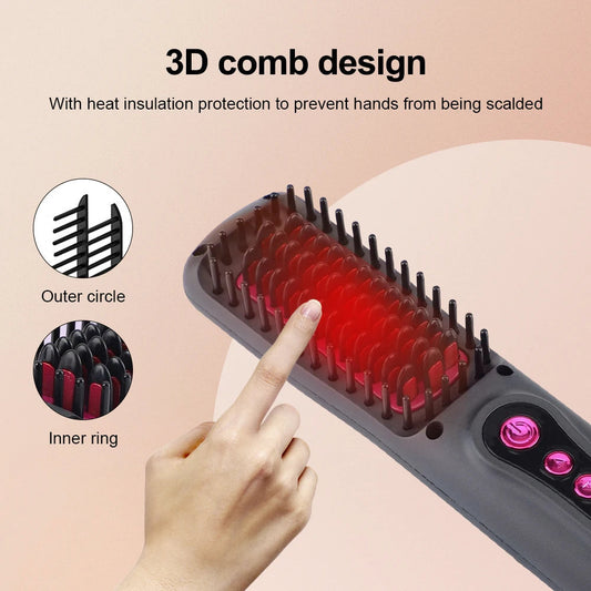 Heating Straightening Comb Hair Straightener Brush Men Quick Beard