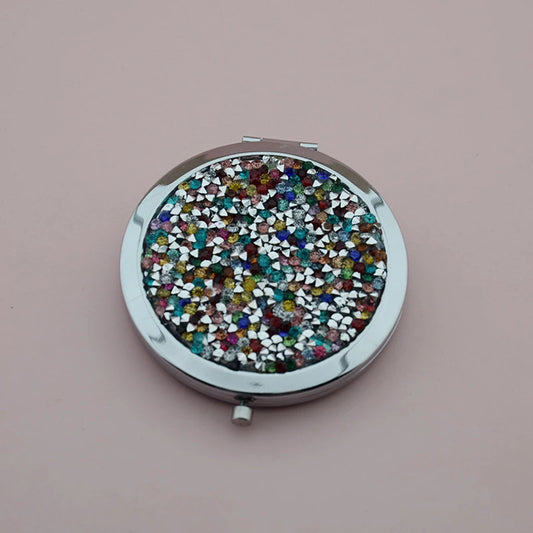 Compact Mirror Travel Exquisite Makeup Tools Round Portable Folding Makeup Mirror Put In Pocket Double-sided Mirror