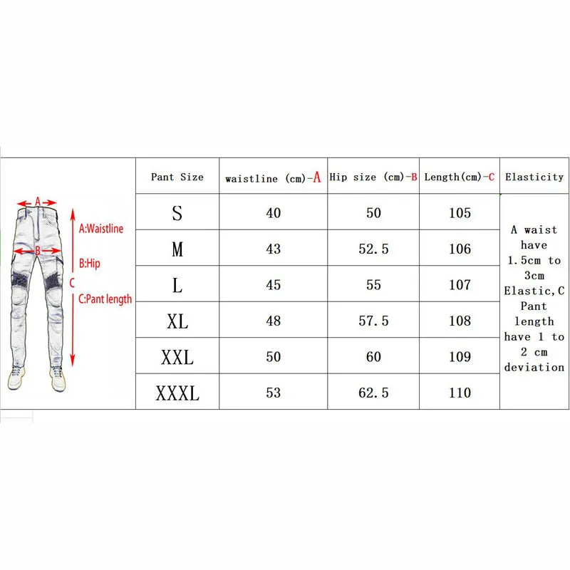 Men Jeans Embroidery Motorcycle Pants Pantalon Motocross Belt