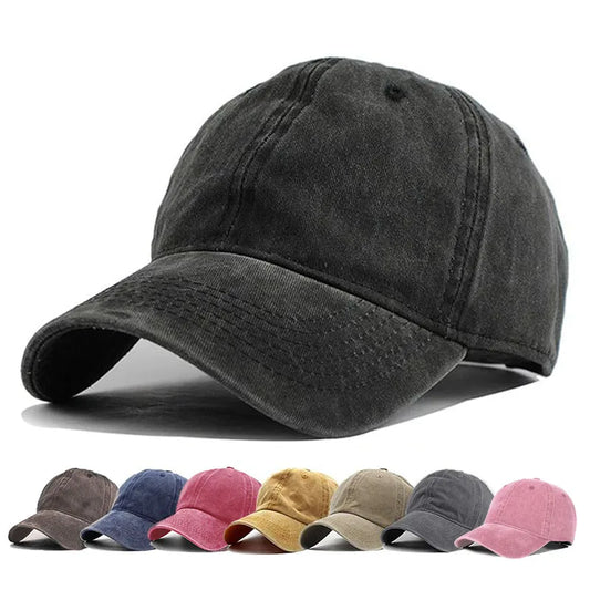 Unisex Baseball Cap Vintage Washed Cotton Fits Men Women Washed Denim