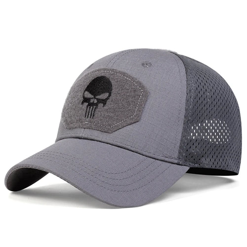 Unisex Skull Embroidered Top with Patch Breathable Baseball Caps