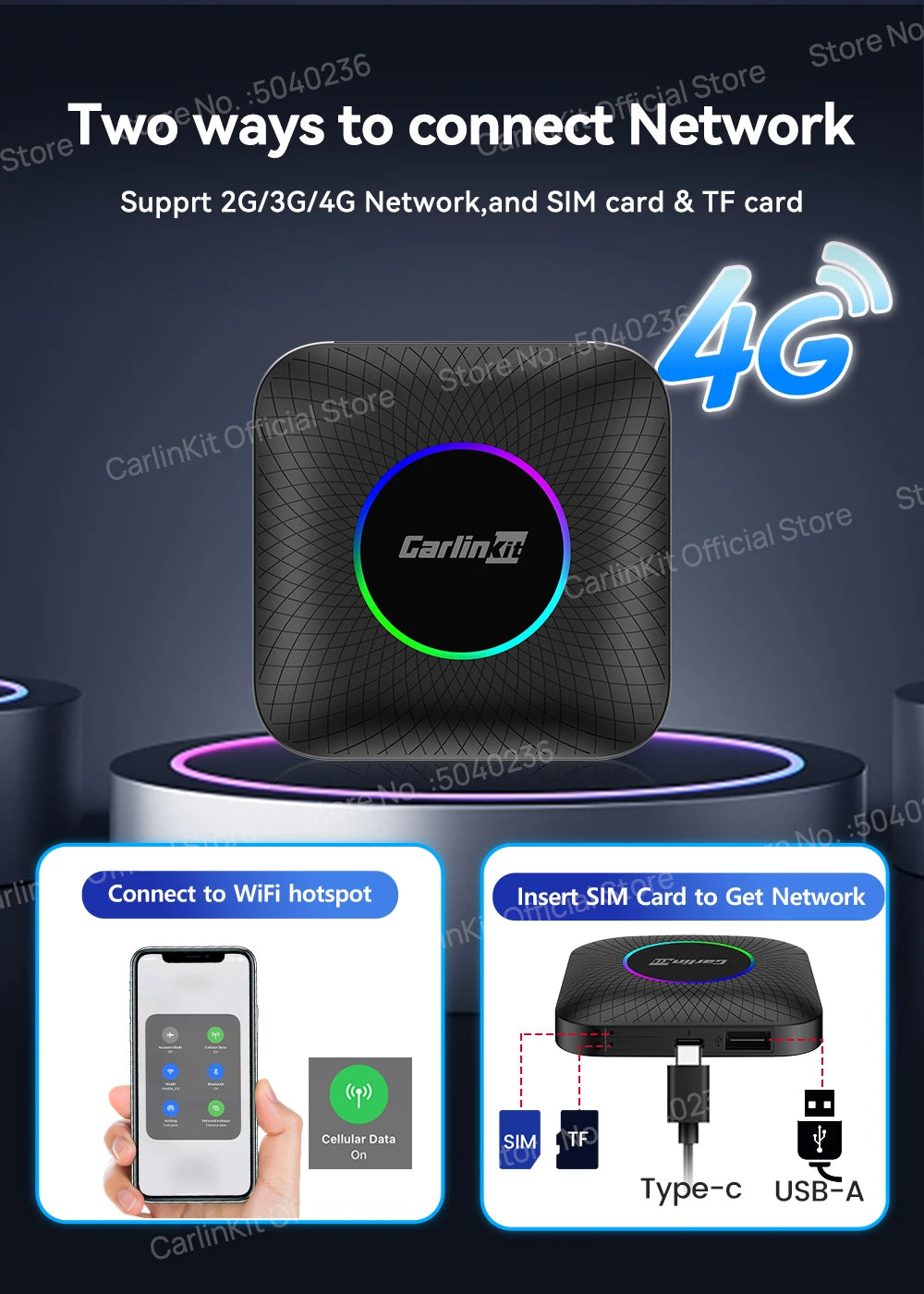 Carlinkit CarPlay Video Box LED Android 13 Wireless Android Auto SM6225 660 8-Core CarPlay Ai Box Support YouTube IPTV 512GB SD